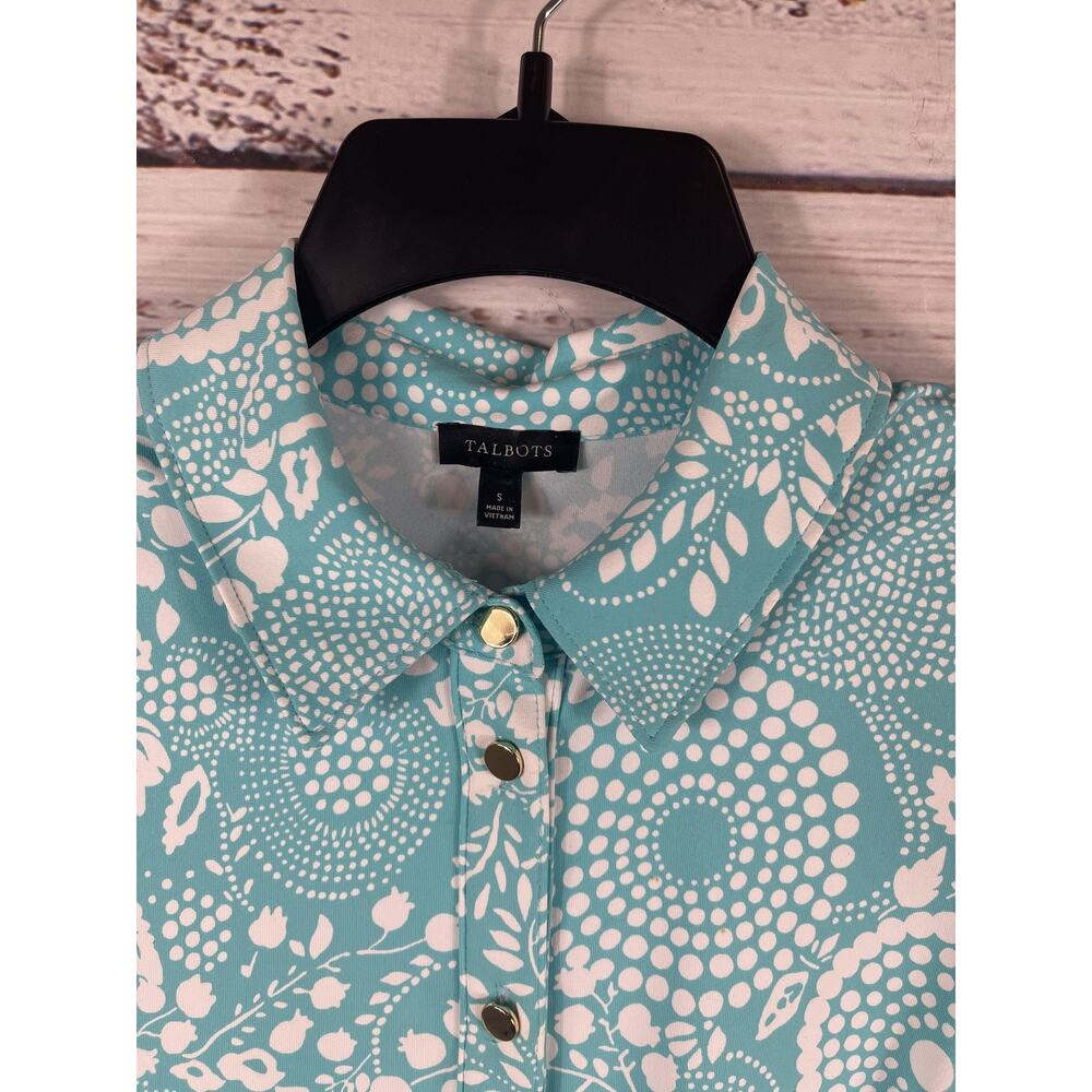 Talbots Dress Womens Small Blue Floral Sleeveless Collared Shirt Shift Knee Work - Picture 3 of 9